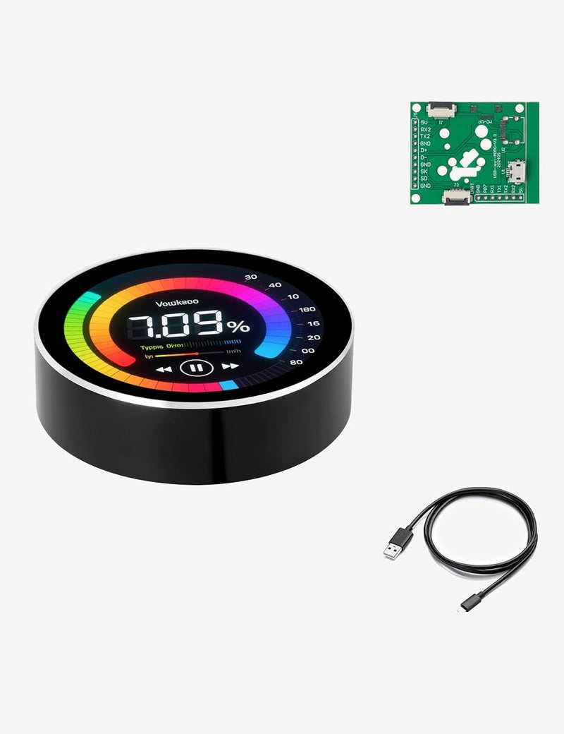 UEAIDISP ESP32-C3 Round Knob Display 1.28 Inch 240×240 IPS TFT esp32 Development Board with Display for LVGL WiFi BLe Uart Rotary (Black) - Image 1